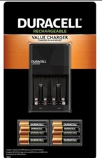 Duracell Ion Speed 1000 Charger for Rechargeable AA & AAA Batteries- 6aa & 2aaa