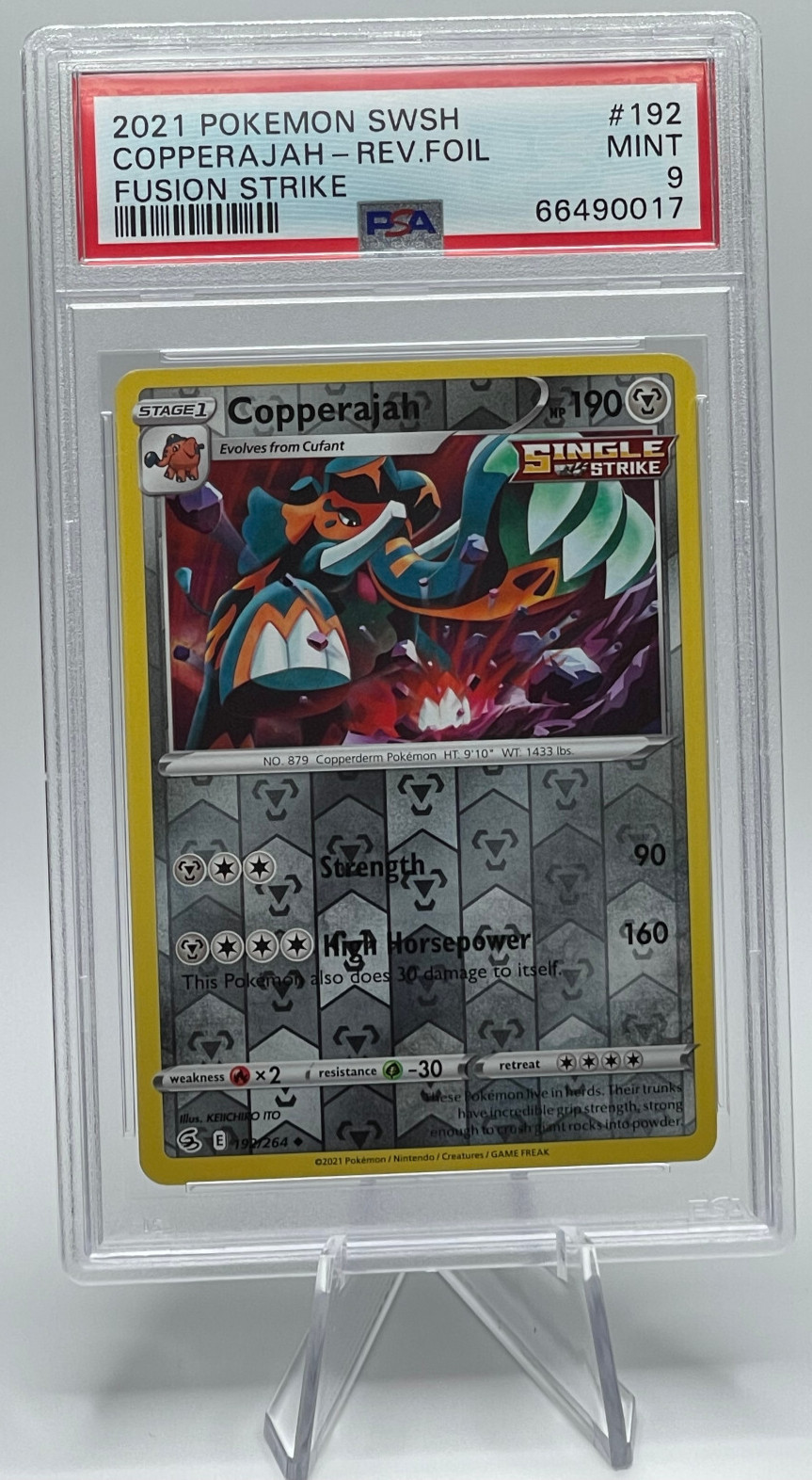 2021 POKEMON SWORD & SHIELD FUSION STRIKE #192 COPPERAJAH-REVERSE FOIL PSA 9 MT