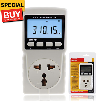 Electricity Monitor, Digital Power Overload Protection LCD Plug in Power Watt Vo