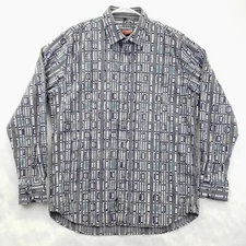 Visconti Shirt Mens XL Gray White Velour Design Round Hem My Favorite Garment