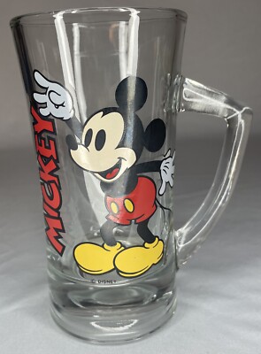 Mickey Mouse Tall Glass Mug with Handle Root Beer Float 11oz Disney Cool VTG