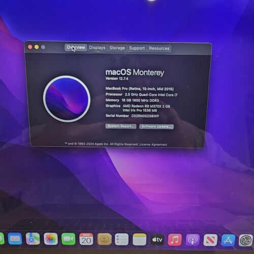 Apple MacBook Pro Mitte 2015 15" i7 2,5GHz 16gb RAM 500gb SSD OSMonterey TOP - Bild 3 von 24
