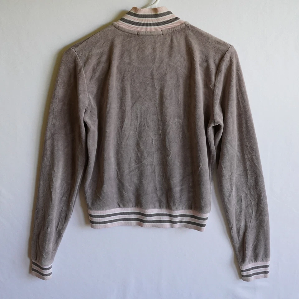 Suéter corto Rampage Clothing para mujer rosa gris tinte suave elegante cremallera completa talla M Foto 4 de 4