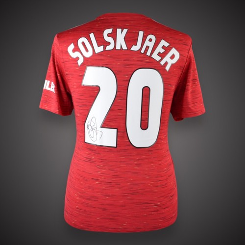T-shirt Manchester United Signé Ole Gunnar Solskjaer - Saison 2020-21, Numéro 20 - Avec Cadre