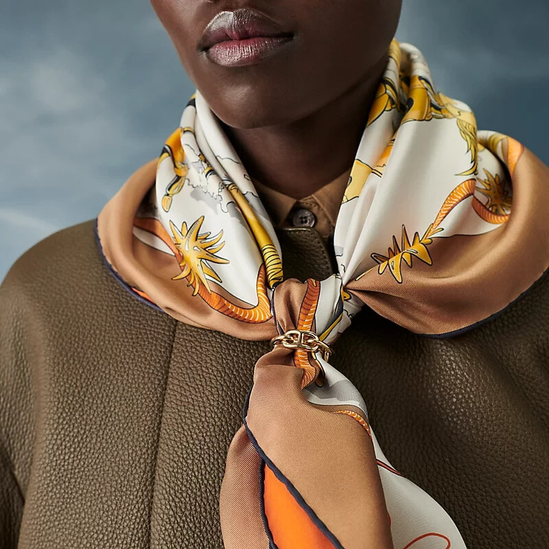 Hermes Regate Gold Tone Scarf 90 Ring | eBay