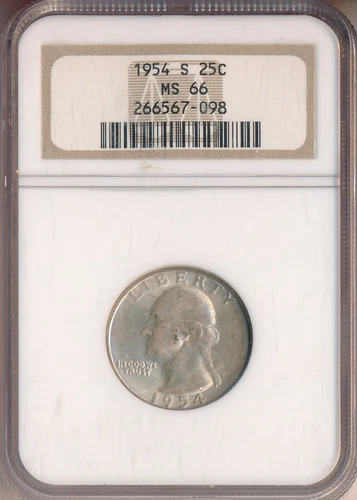 1954-S WASHINGTON SILVER QUARTER **NGC CERTIFIED MS 66** FREE SHIPPINNG!!