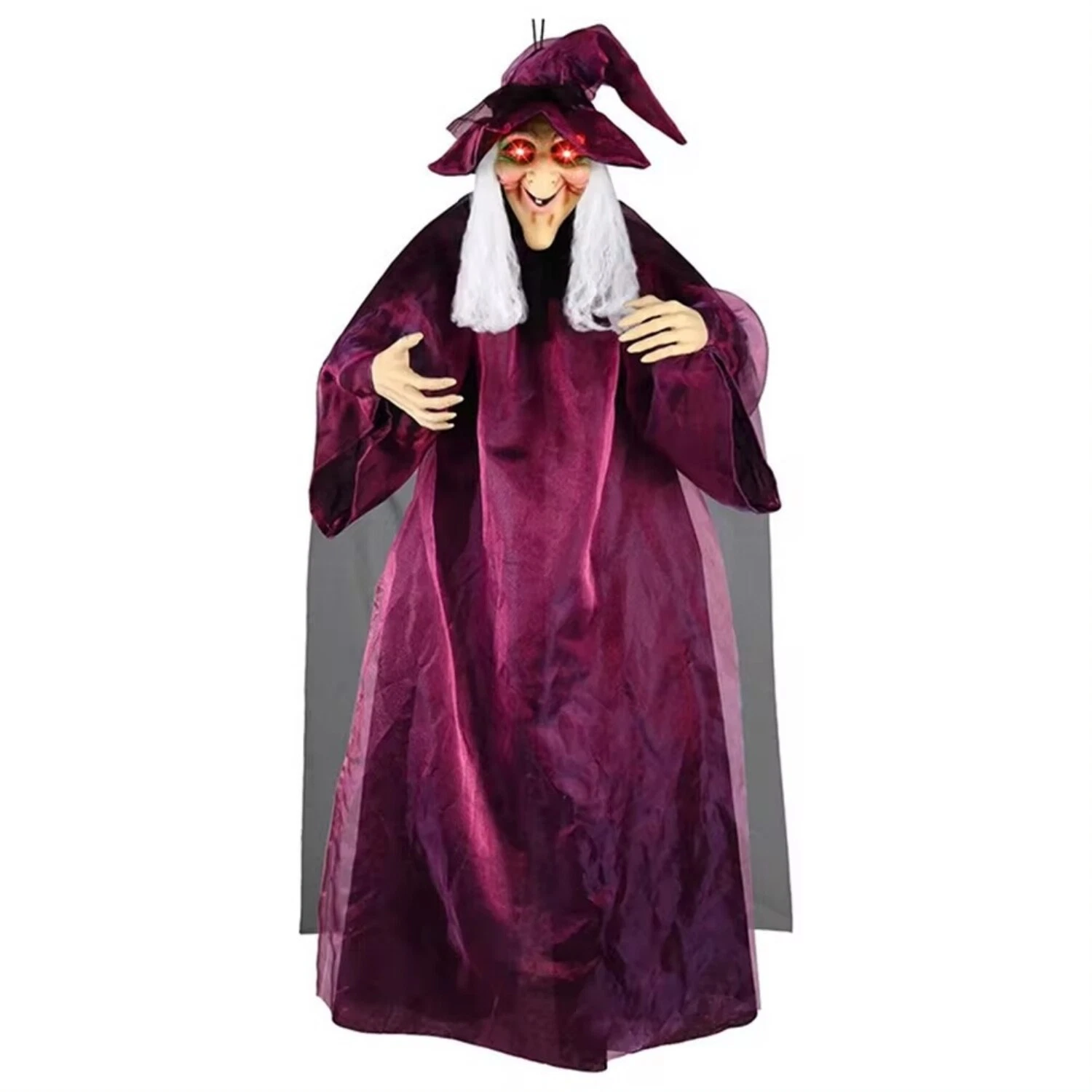 72" Halloween Hanging Witch Decorations Animated Witch LED Eyes & Spooky Sounds