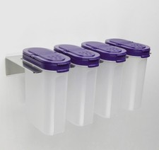 Tupperware 4x Gewürzriesen Gewürzdosen lila + Gewürzregal Edelstahl Küchenregal