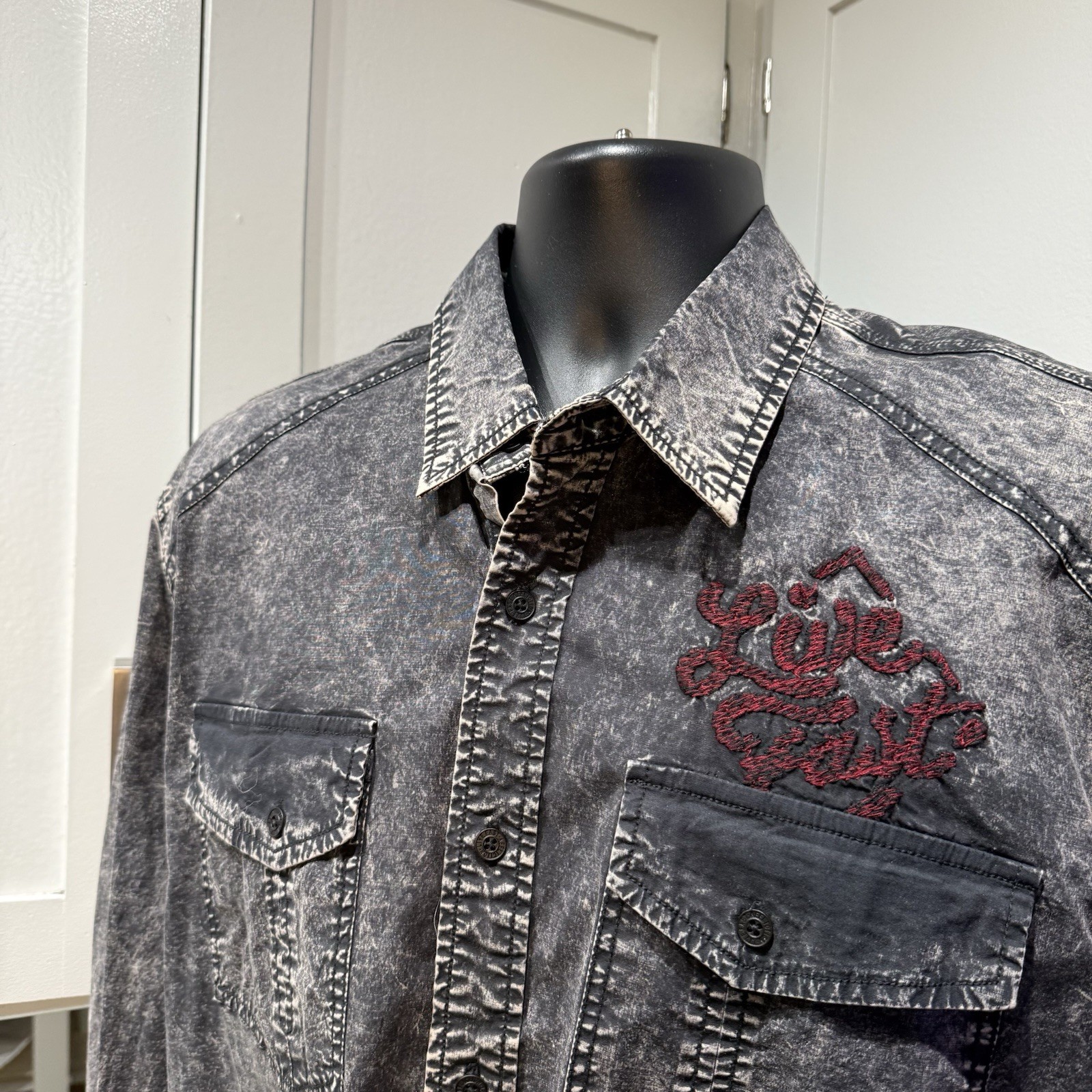 NEW Affliction Button Down Black Premium Long Sle… - image 3