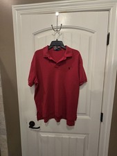 Polo Ralph Lauren Men's Large Red Polo Shirt Vtg Short Sleeve