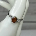 Vintage STS Sterling Silver Spessartite Garnet Ring Size 9