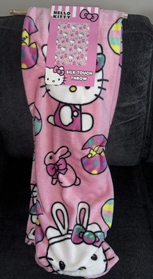 Hello Kitty Hello Easter Plush Silk Touch Throw Blanket 40 x50  Bunnies Chick