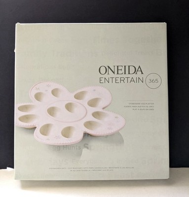Oneida Entertain 365 Easter Bunny Egg Platter Deviled Egg Tray Pink New Box
