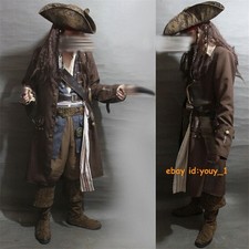Captain Jack Sparrow Costume Outfits Pirates of the Caribbean Halloween Cosplay