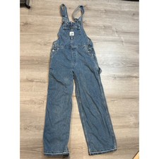 Lee Riveted Dungarees Denim Overalls Medium Wash Straight Leg Size M 90s Vintage