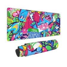 XL Large Gaming Mouse Pad with Stitched Edges, Abstract Urban Graffiti Extend...