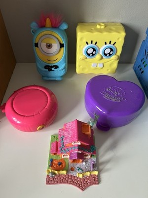 Polly Pocket Five Compact Playsets Incomplete SpongeBob Minions Keepsake Dolls