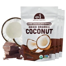 3 Ounce Chocolate Dipped Coconut Slices Organic Vegan Ethical Snack Pack 3