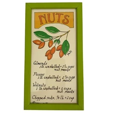 Vintage SOOVIA JANIS Inc. Art Print PATI 1970 NUTS Wood Framed Under Glass