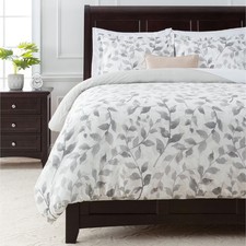 Chanasya Layered Leaf Duvet Cover Set - 3-Piece Set Queen/Full Size Gray