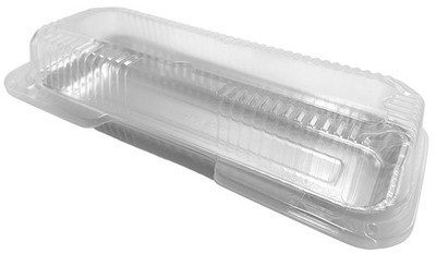 Handi-Foil 11'' x 4'' x 1'' Oblong Aluminum Danish Pan w/Clear Hinged Lid Container