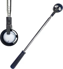 Compact Golf Ball Retriever – 9ft Stainless Steel Telescopic Picker Black 