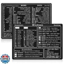 GEEHUA 2 Pcs Laptop Shortcuts Stickers, Word/Excel Quick Reference Guide Keyb