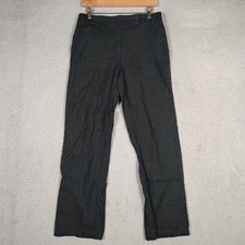Eileen Fisher Dress Pants Womens Medium Black 100 Linen Straight Leg Coastal