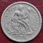 1876 Seated Liberty Dime 10c XF - AU Details #98115