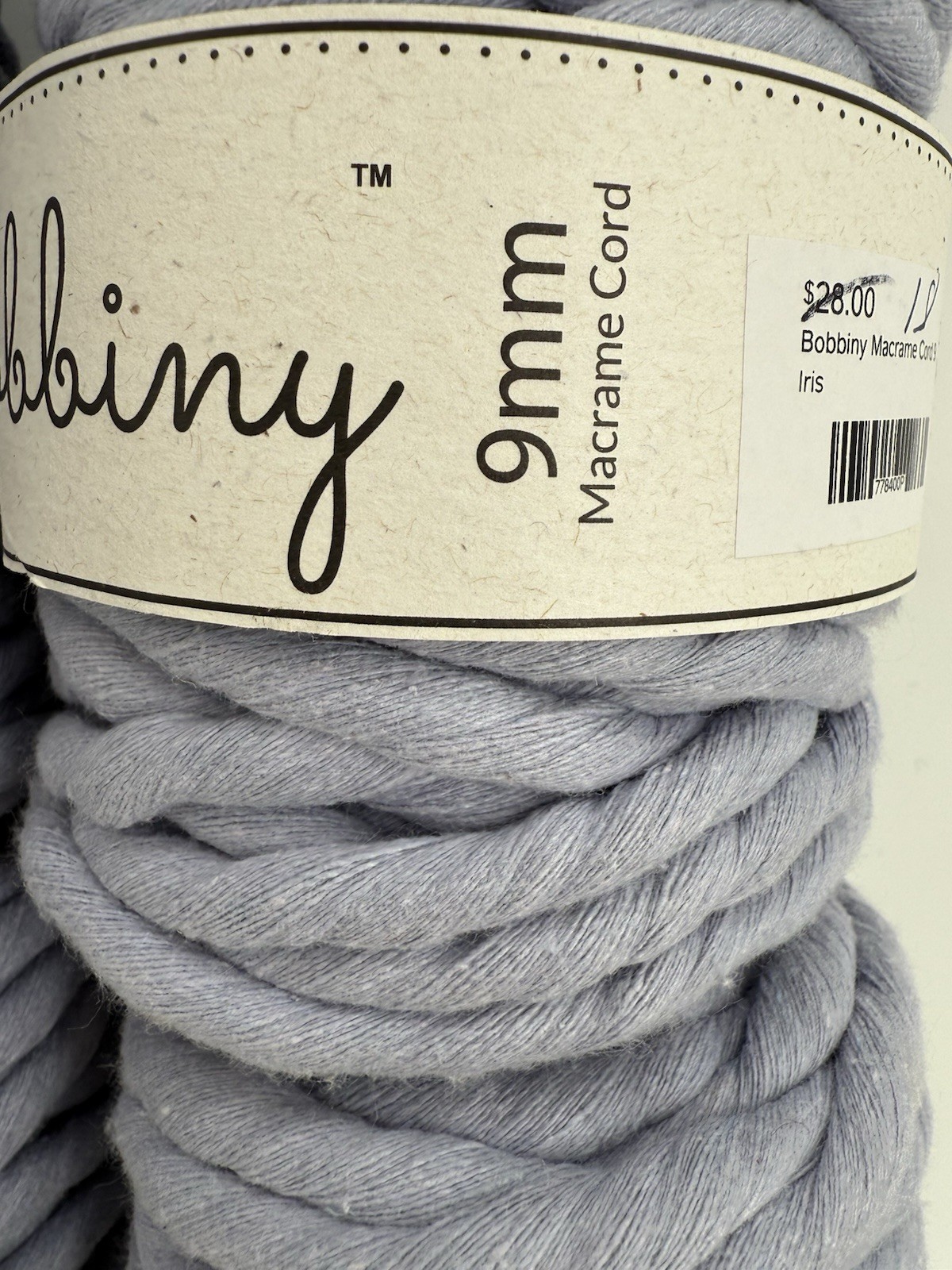 Lot of 10 Bobbiny Macrame Cotton Cords 5mm 9 mm White & Purple Chunky Rope Yarn