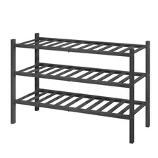 Bamboo Wooden Shoe Rack for Closet - Stackable Shoe Organizer with Modular St...