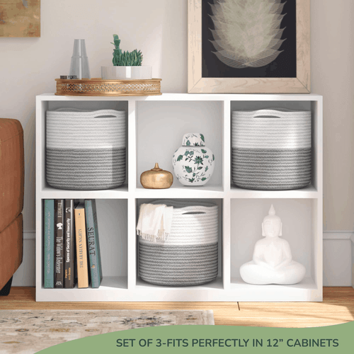 Recycled Cotton Rope Storage Cube Basket Plant Basket Multi Purpose Woven Cube - Picture 2 of 6