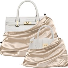 P Pothuiny 2 Pcs Satin Dust Bags for Handbags Taupe