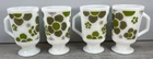 Vtg Pedestal Anchor Hocking Fire-King Milk Glass Mugs Floral - Set Lot of 4