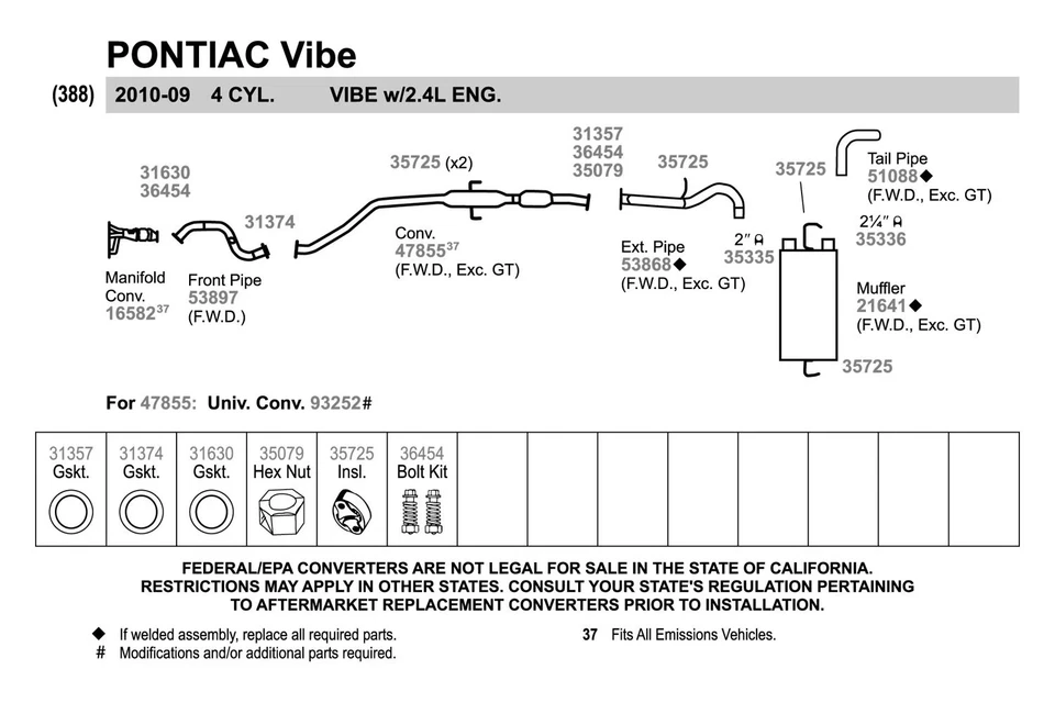 For Toyota Tacoma 05-20 Exhaust Manifold Flange Gasket High Temperature Graphite Foto 3 de 4