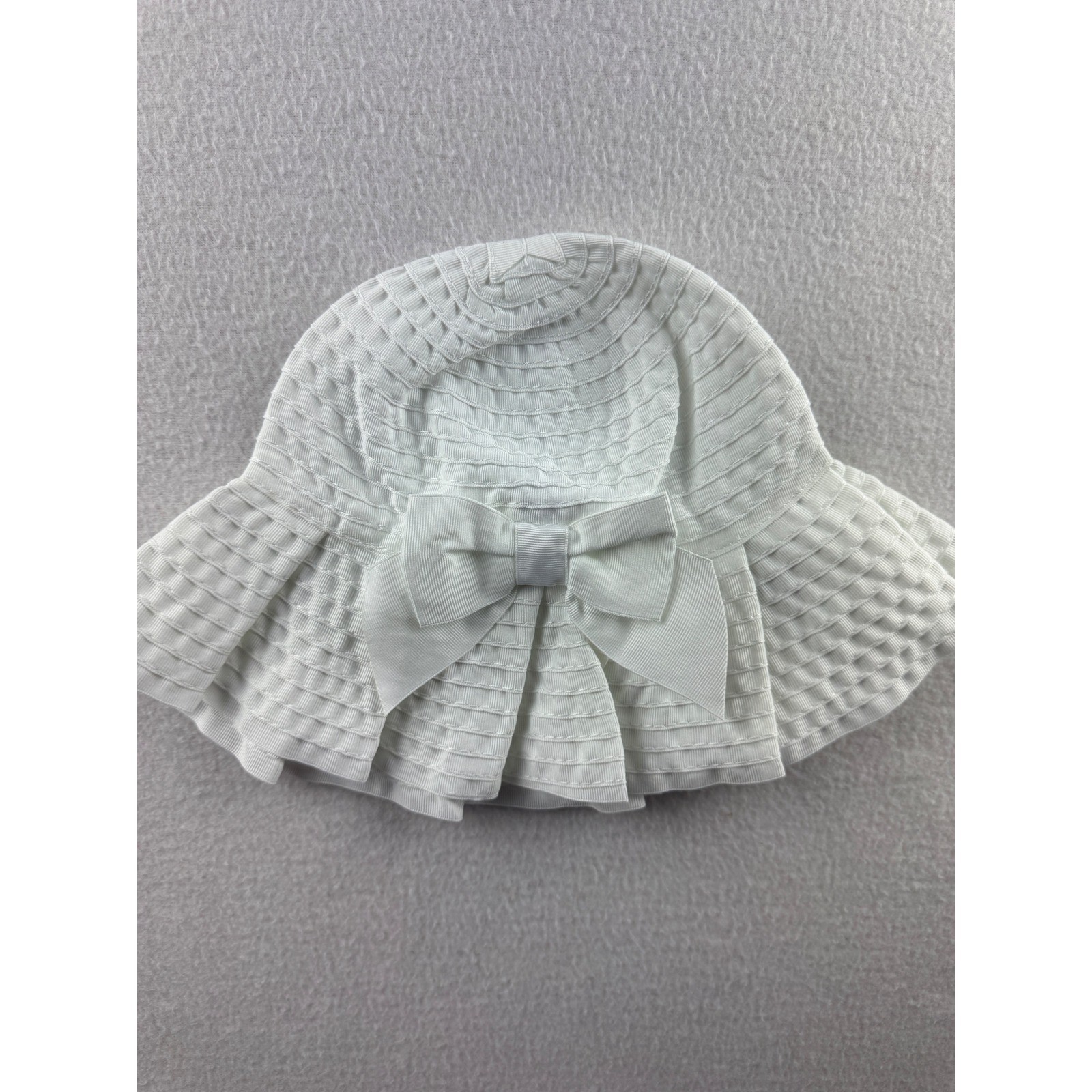 Janie and Jack Baby Girls White Grosgrain Ribbon Bow Sun Hat