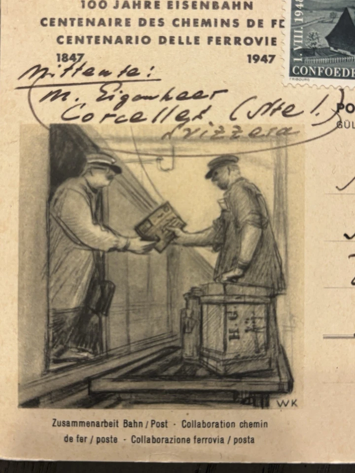 Swiss Postal History Postcard 100th Anniversary Commemorative Railroad Train - Image 2 of 4