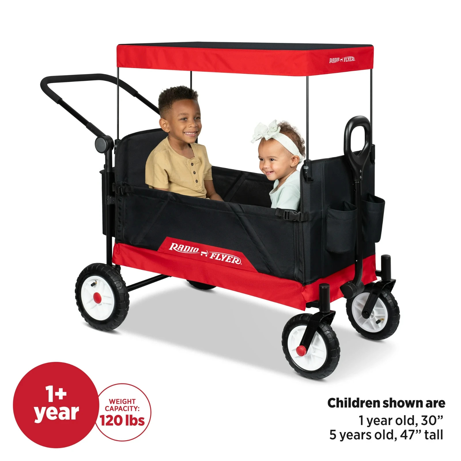 Radio Flyer All-Terrain Kid & Cargo Push Folding Wagon, Air Tires