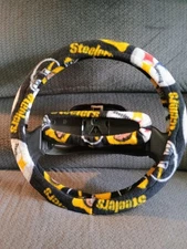 PITTSBURGH STEELERS RETRO FLEECE STEERING WHEEL & REAR VIEW MIRROR SET