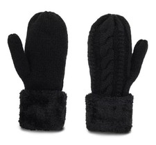 Double Layer-Warm-Knit Mittens for Women-Winter-Plus-Velvet Medium Black