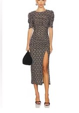 Free People Briella Dress Size Medium Dark Floral Mesh Bodycon Midi Ruched Boho