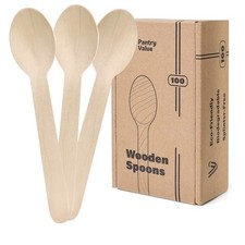Wooden Spoons Disposable,Splinter-Free Biodegradable Spoons.Eco-Friendly.