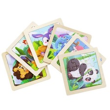 Set of 6 Wooden Jigsaw Puzzles for Kids Age 3-5 Year Old 9 Piece Animals RANDOM
