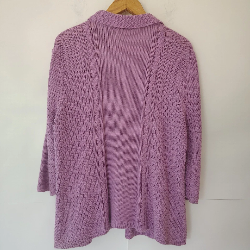Heather B Cardigan Sweater Womens Sz XL 100% Cotton Button Up Cable Knit Preppy - Image 4 of 4