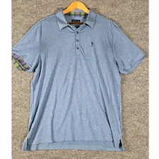 William Murray Men's Blue Heathered Short Sleeve Polo Shirt Golf Size Large