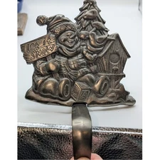 Christmas Let it Snow Christmas Tree Silver Cast Iron Heavy Stocking Hanger