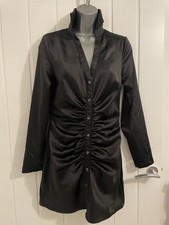 Zara Size Small Black Ruffle Detail Button Dress