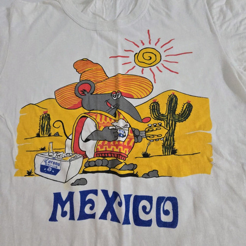 Camiseta Corona Beach Club México Rata Sombrero Cactus Talla 40 Manga Corta Algodón - Imagen 1 de 21
