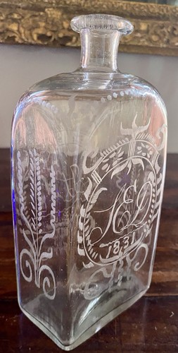 1831 Georgian Etched Glass Whiskey Decanter - Picture 8 of 17