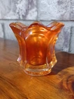 Vintage Marigold Carnival Glass Toothpick Holder Fluted Paneled Iridescent